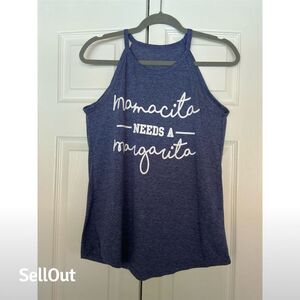 OUNAR Women's Blue "Mamacita Needs A Margarita" Graphic Tank Top M